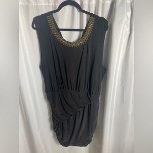 Soprano Vintage Women’s Plus Size 3XL Black Dress with Gold Embellishments Mini